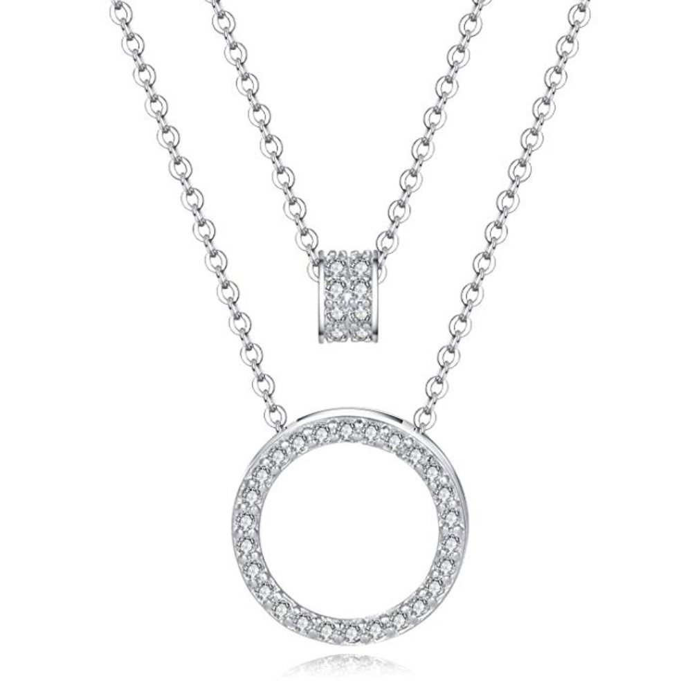 Layered Necklace Hypoallergenic 18K White Gold